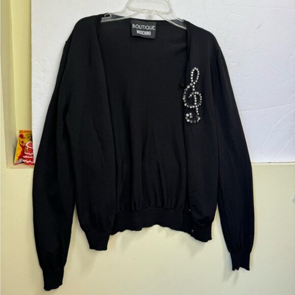 Moschino Boutique Crystal Music Cardigan Sweater Button Down Knit Soft Preppy 8 - Picture 5 of 16